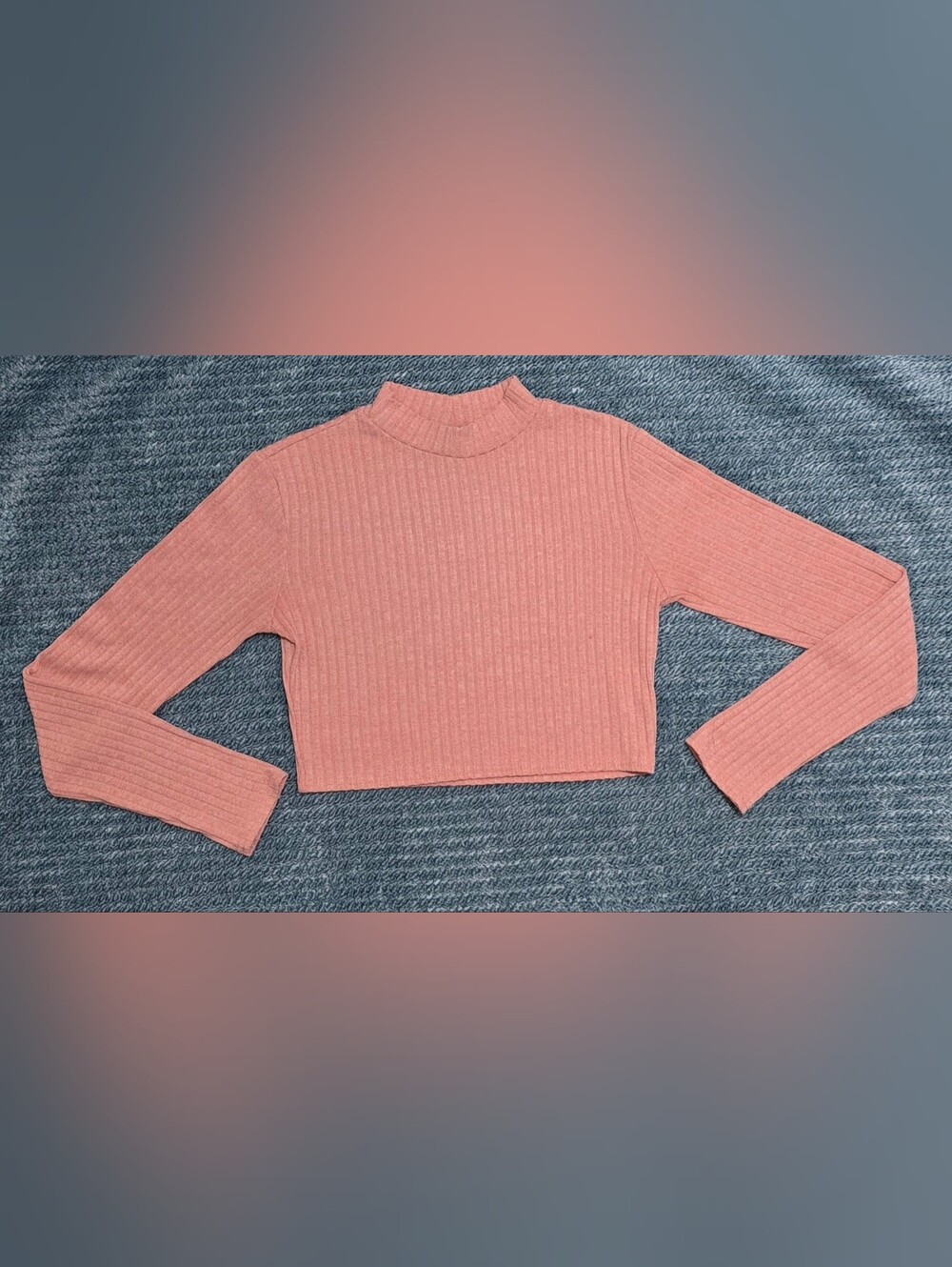 Womens Forever 21 Peach Colored Ribbed Mock Neck Cropped Top - Coral Pink